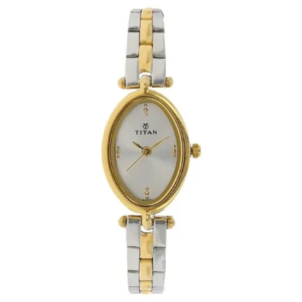 Titan Karishma Analog Silver Dial watch with a two-toned stainless steel